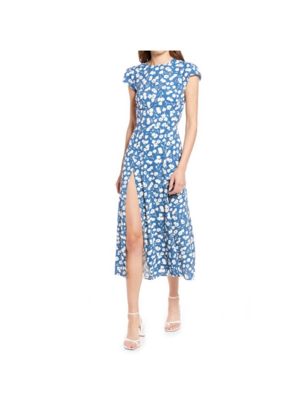 Reformation Blue Floral Midi Dress